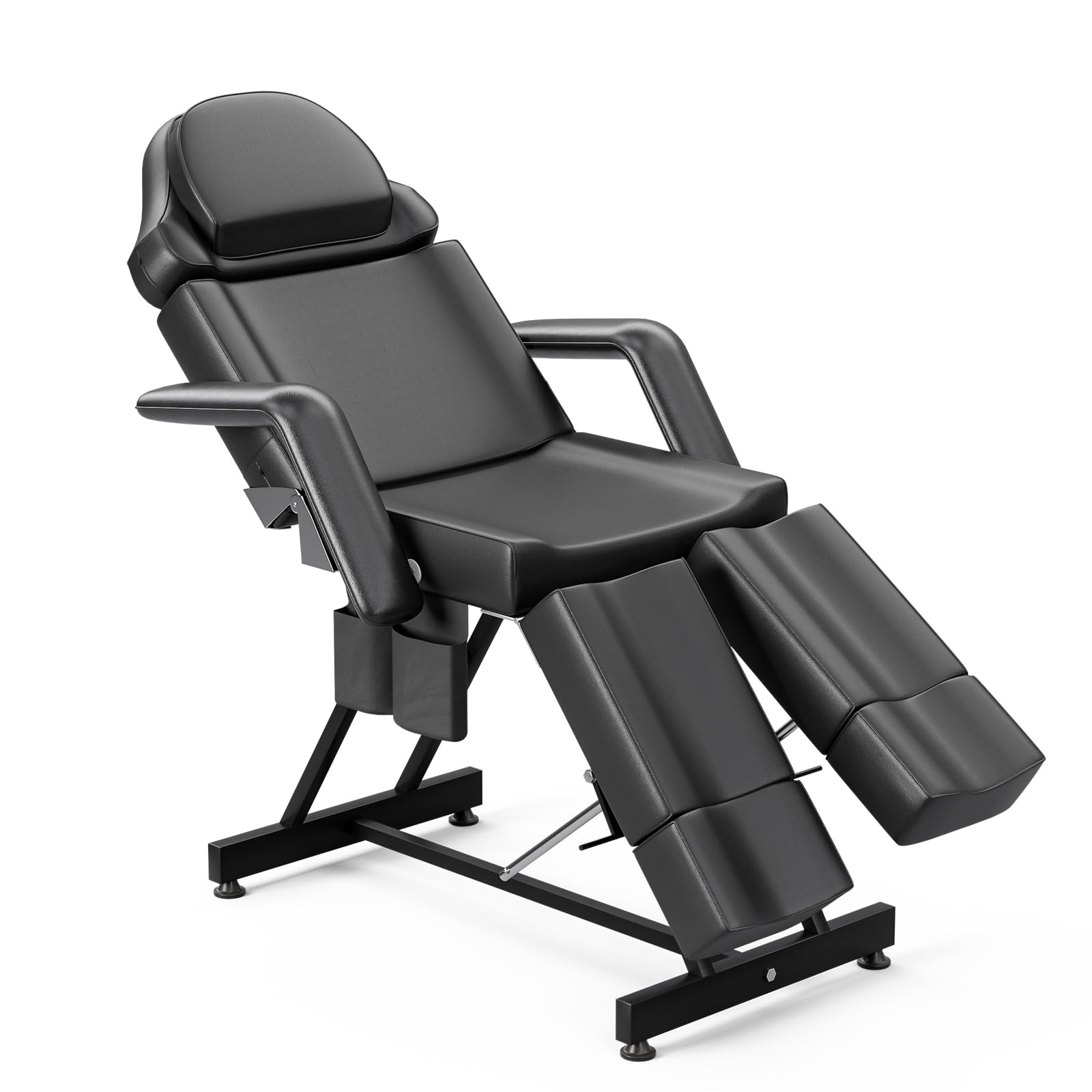 Paddie Adjustable Facial Bed Tattoo Table with Split Legs & Storage Pocket - Professional Spa Massage, Lash Extensions, Microblading & Pedicure Table for Estheticians - Perfect for Salon, Home Spa & Beauty Treatments (Black)