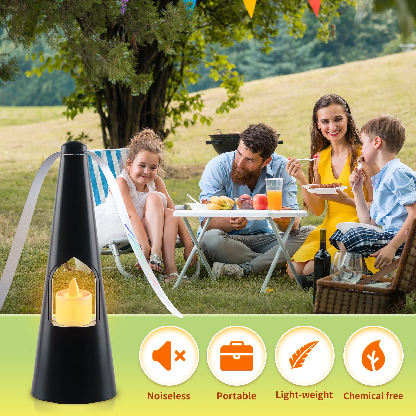 Portable Food Fan for Tables with Tea Light Candles - Indoor & Outdoor Dining, Picnics, and Parties - Keep Food Fresh and Cool