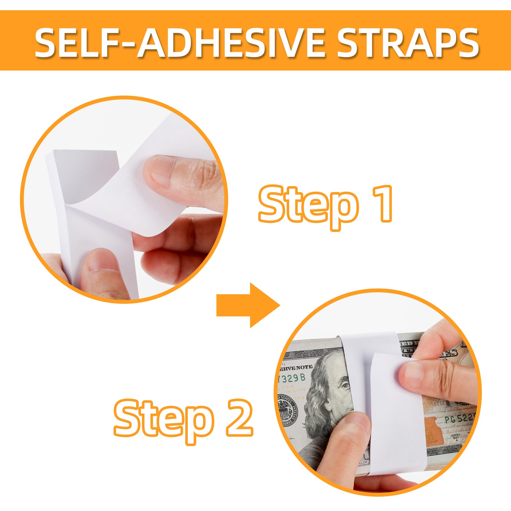 Blank White Self-Adhesive Money Bands for Cash - 550PCS Currency Straps | Bill Wrappers & Cash Organizer for Banks, Retail Stores, and Home Use