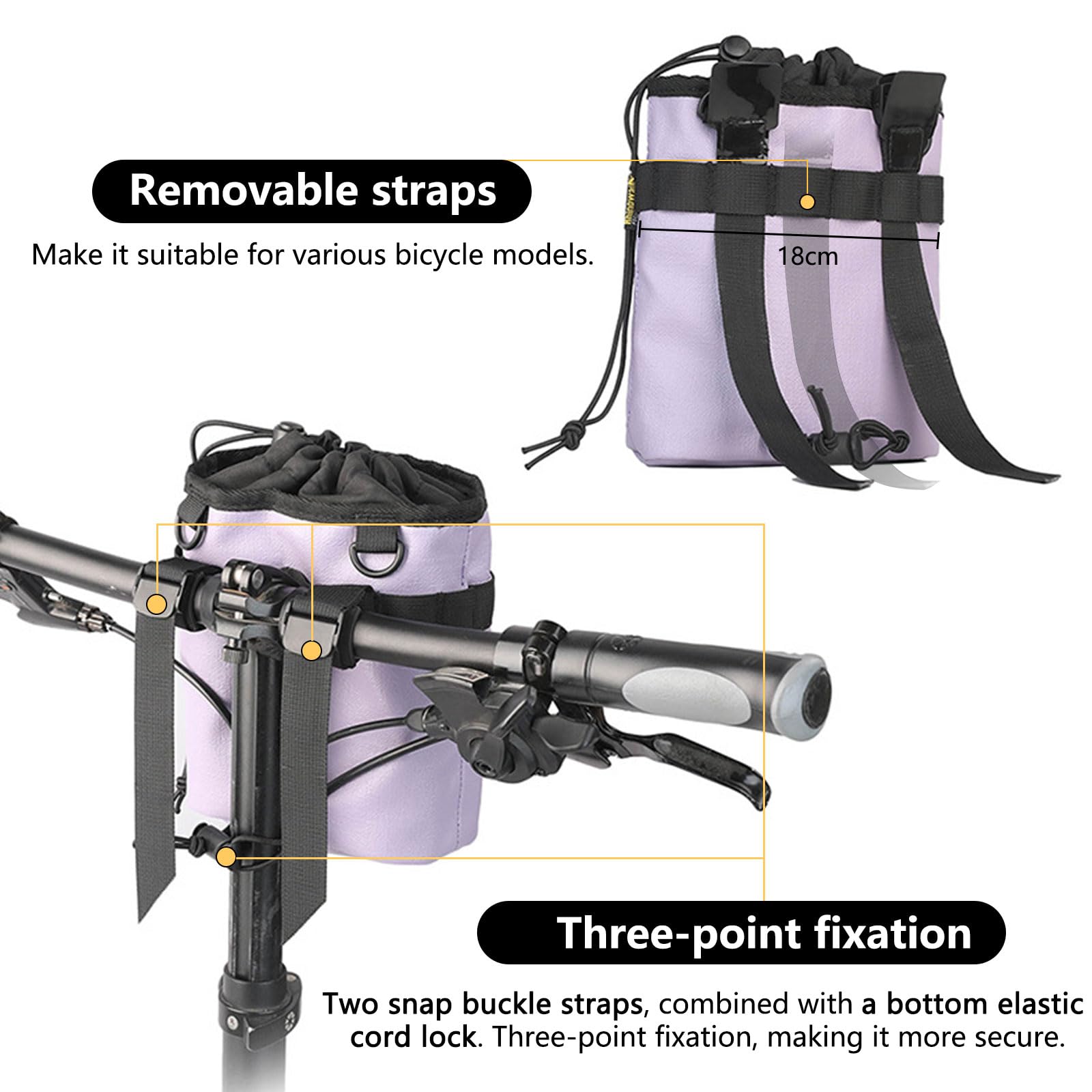 HUNTVP 3.5L Bike Handlebar Bag - Waterproof Cycling Front Bag for Mountain & Road Bicycles, Scooters - Adjustable Shoulder Strap for Crossbody Use - Perfect for Commuting, Outdoor Adventures & Daily Cycling Essentials Storage