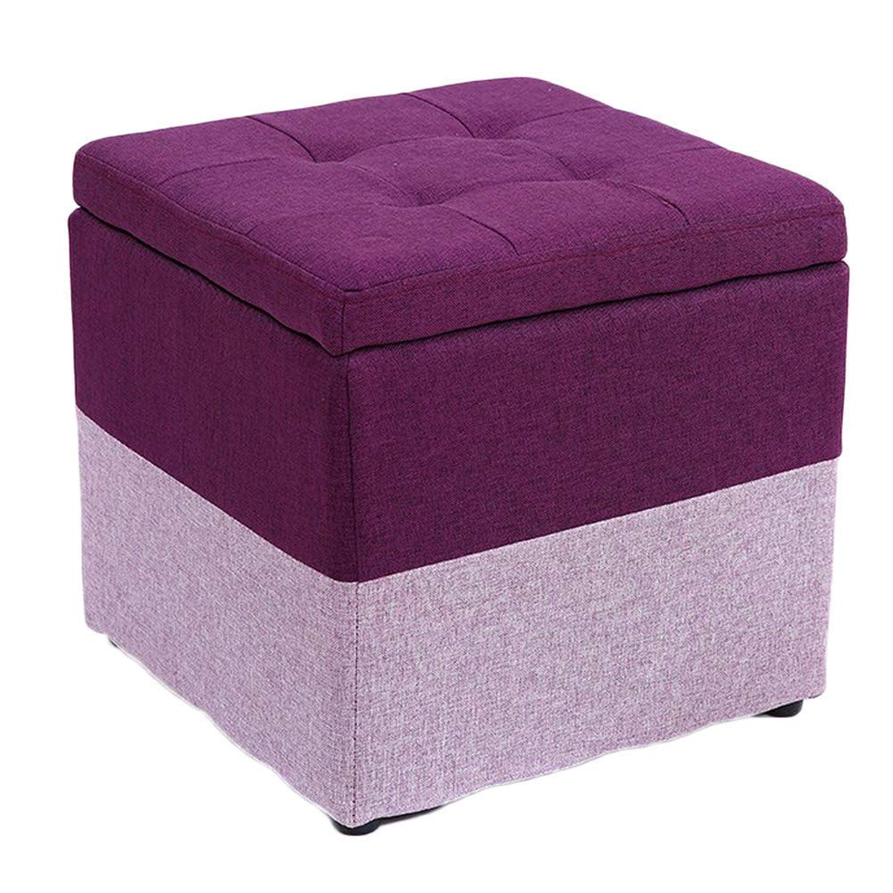 NMDCDH Cube Ottoman Storage Footstool - Padded Seat Toy Chest, Coffee Table, Foot Rest with Comfortable Linen Fabric - Space-Saving Multifunctional Furniture (Rose, 16x16x16 Inches) - Perfect for Living Room, Bedroom, Nursery & Small Spaces