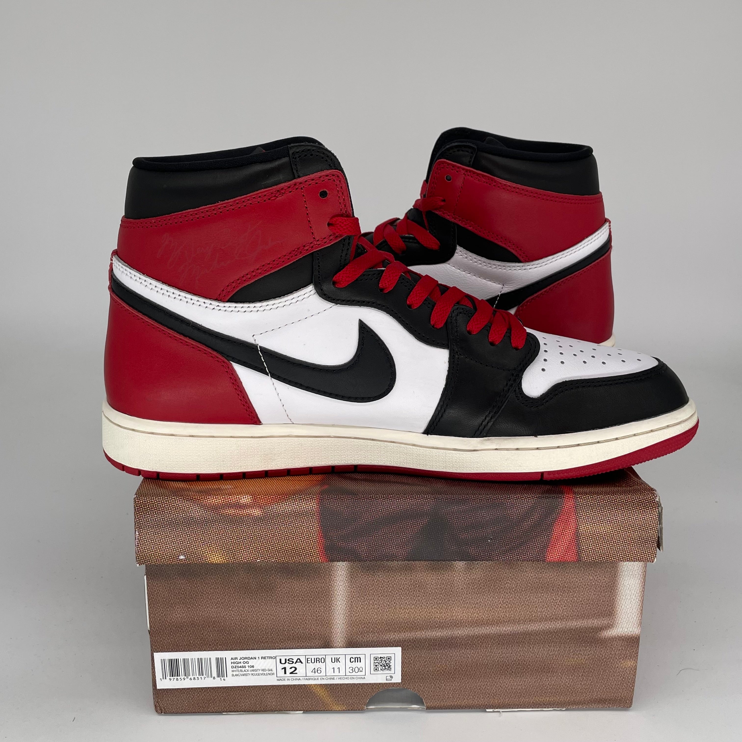 AIR JORDAN 1 Black Toe Reimagined - Men's Size 12 Basketball Shoes (DZ5485-106) | Retro High-Top Sneakers for Streetwear & Court Performance