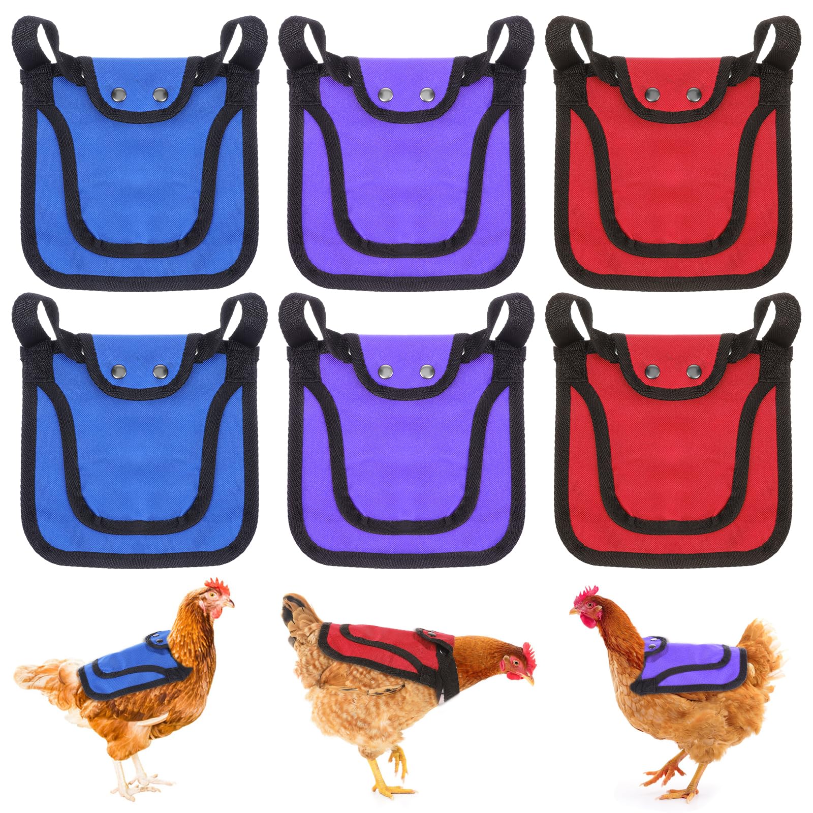 6 Pcs Adjustable Chicken Saddle Apron - Hen Back & Side Protector with Comfortable Straps | Feather Protection Poultry Accessories for Egg Laying, Rooster Mating & Free Range Hens (Ideal for Backyard Chickens & Small Farms)