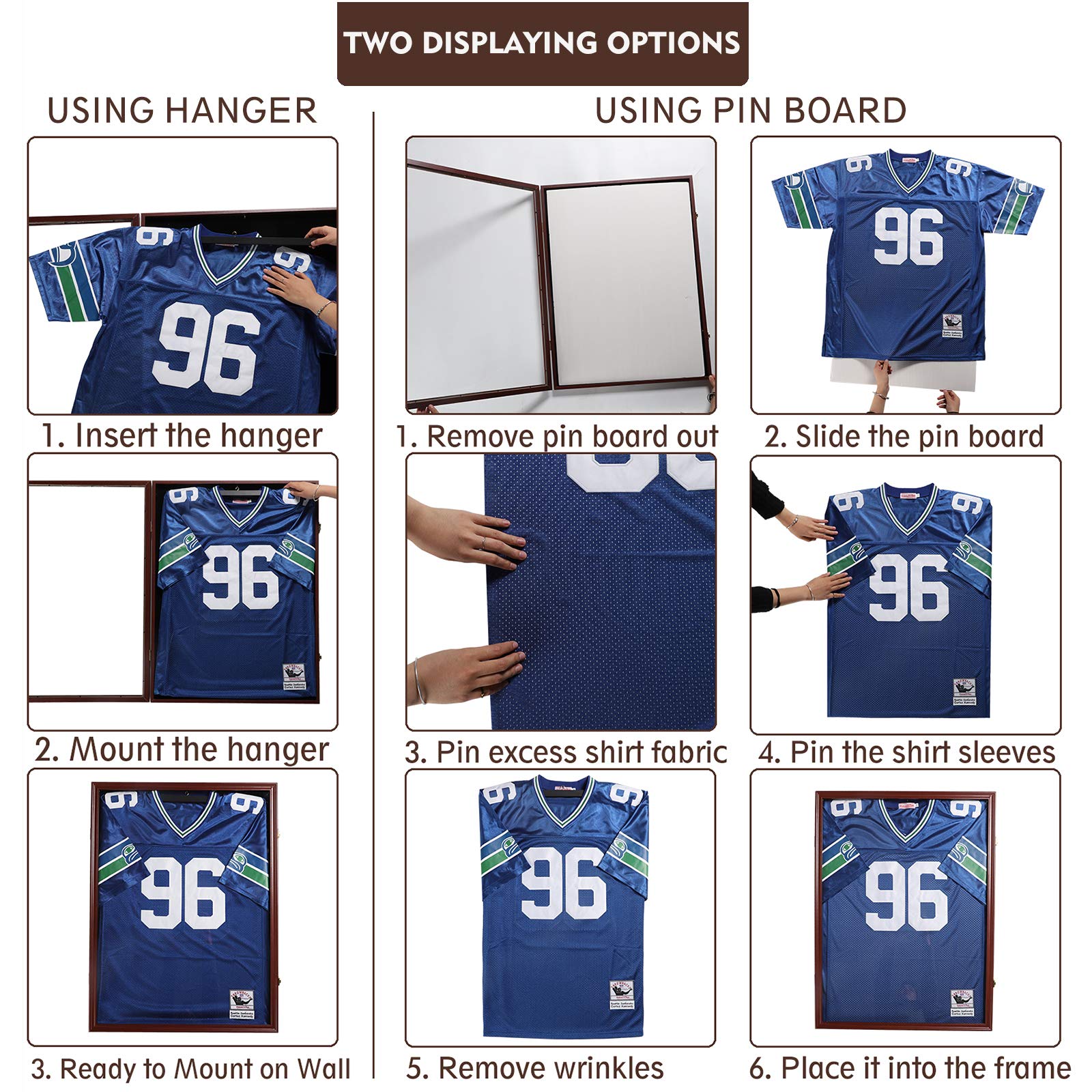 Large Lockable Jersey Display Frame Case with UV Protection Acrylic - Shadow Box for Baseball, Basketball, Football, Soccer & Hockey Jerseys - Wall Mount & Hanger Options - Perfect for Sports Memorabilia, Man Cave Decor & Fan Cave Displays