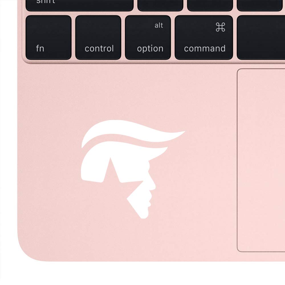 Premium Waterproof Vinyl Decal Stickers - Trump Face Hair (White) Set of 2 - for Laptop, Phone, Helmet, Car Window, Bumper, Mug, Cup, Door & Wall Decoration - Great for Political Humor, Prank Gifts & Patriotic Home/Office Decor
