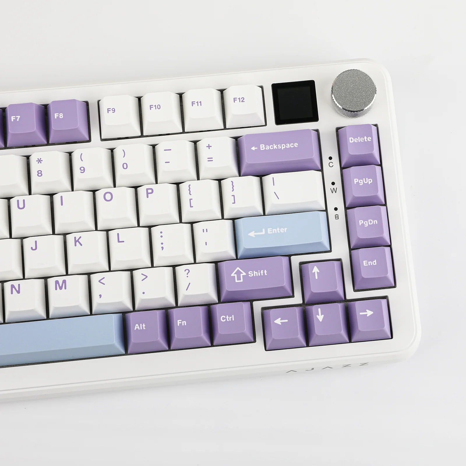 Ajazz AK820 MAX Mechanical Keyboard - RGB Backlit, Magnetic Switches, Wired/Wireless Dual Mode, Purple/White/Blue Color - Perfect for Gaming, Office & Typing Enthusiasts