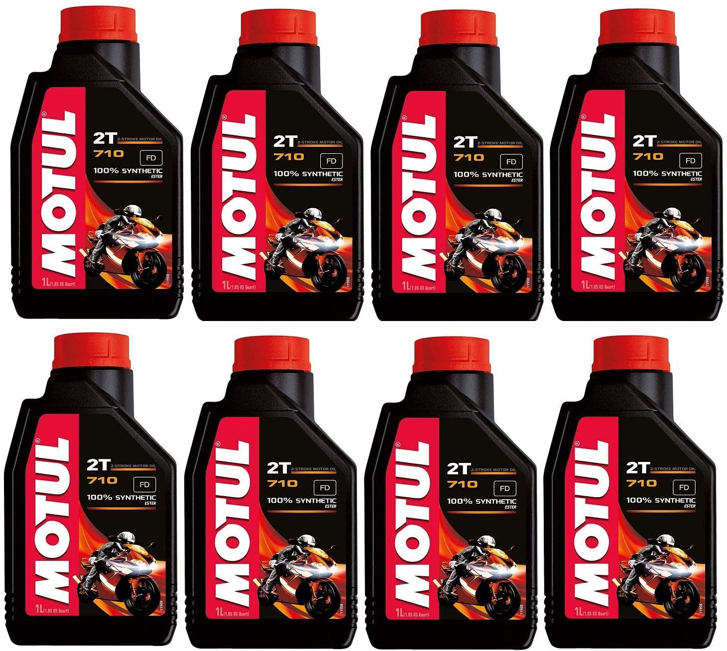 Motul 104034 710 2T Motor Oil - 8 Pack (1-Liter Bottles) for 2-Stroke Motorcycles, Dirt Bikes & Power Tools - High Performance Engine Lubrication
