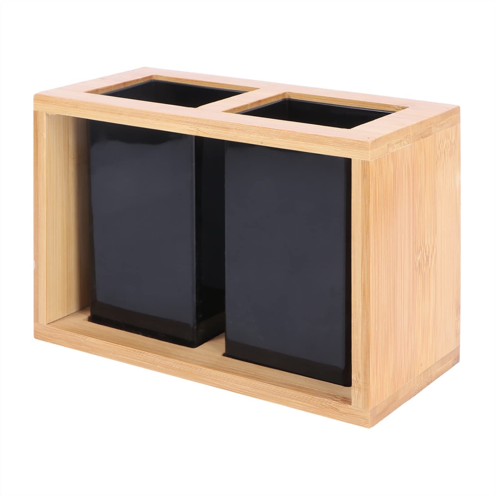 Double Layer Kitchen Utensil Holder - Spoon, Fork & Chopstick Storage Organizer Box with Drain Rack | Perfect for Utensil Organization in Drawers, Countertops & Kitchen Cabinets