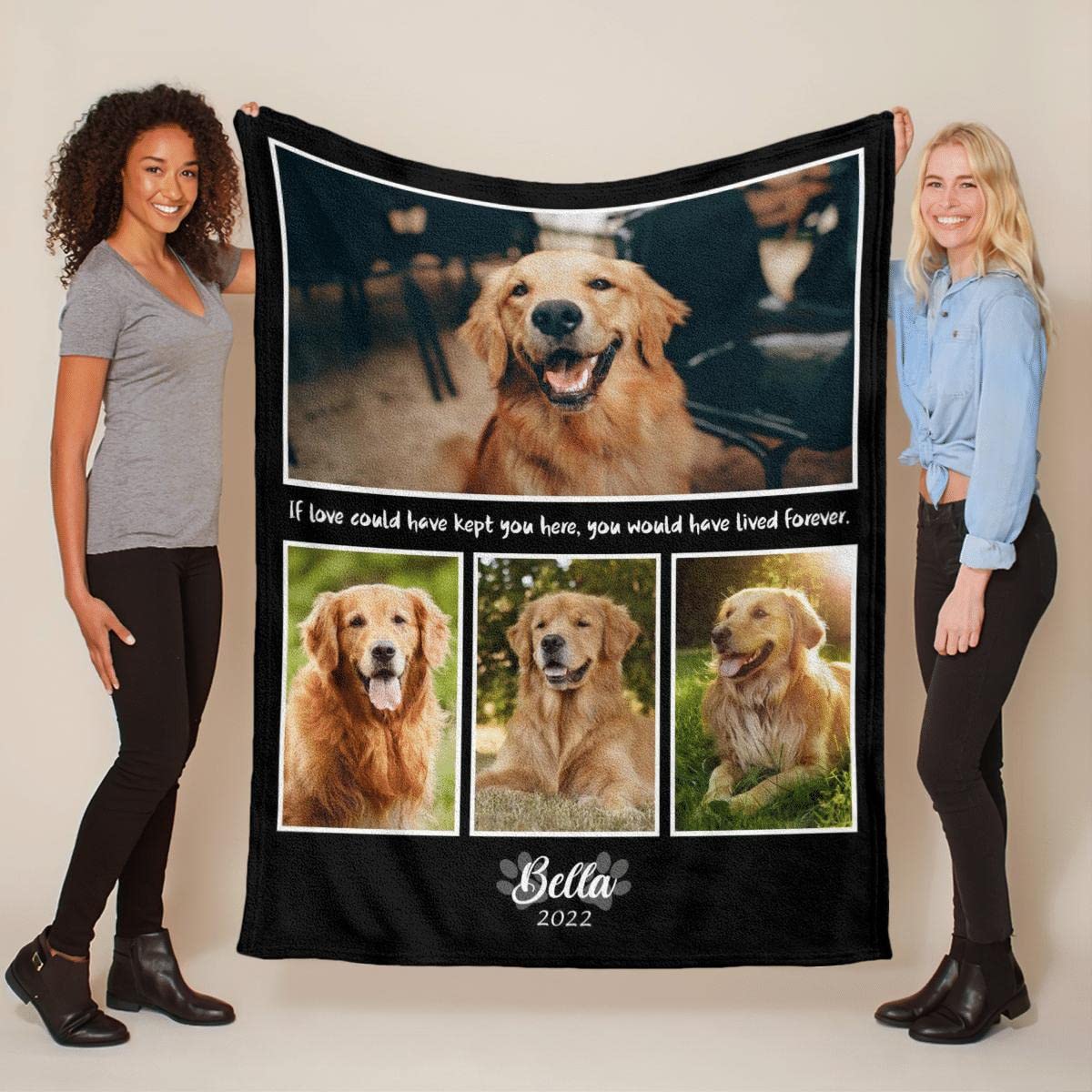 Custom Pet Memorial Blanket - Personalized Dog & Cat Loss Gift - 60x80 Soft Throw Blanket for Comfort & Remembrance - Perfect for Grieving Pet Owners, Sympathy Gift, Home Memorial Display