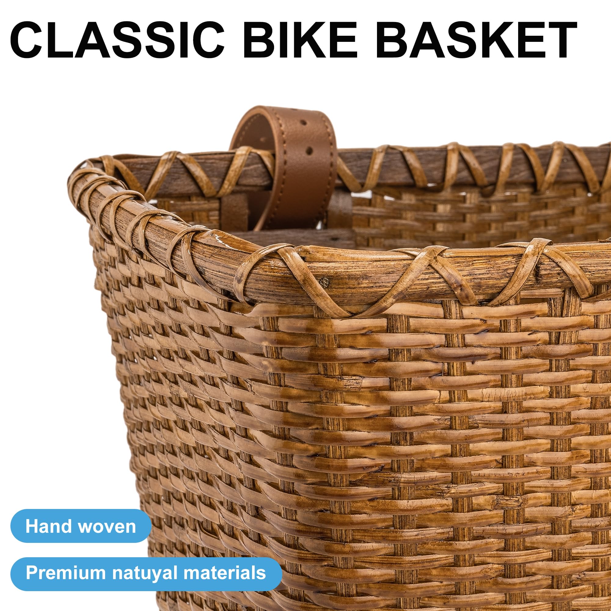 Handmade Rattan Bike Basket for Women - Retro Style Front Bicycle Basket for Adults | Perfect for Groceries, Picnics & Commuting