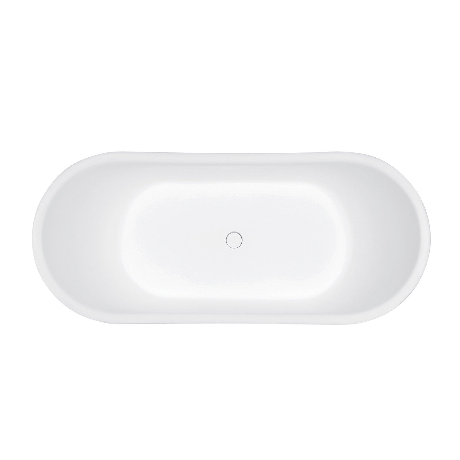 Arcticstone 67-Inch Solid Surface Oval Double Slipper Pedestal Bathtub - Glossy White/Matte White Freestanding Soaking Tub with Drain (No Faucet Holes) - Perfect for Master Bathroom, Spa Retreat & Luxury Home Renovation
