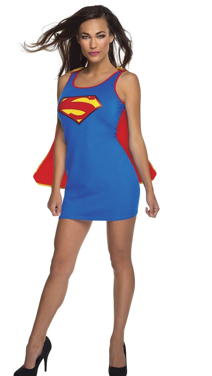 Faerynicethings Superhero Tank Dress for Women - Supergirl Costume Cosplay Outfit (Small) | Perfect for Halloween, Comic Con & Themed Parties