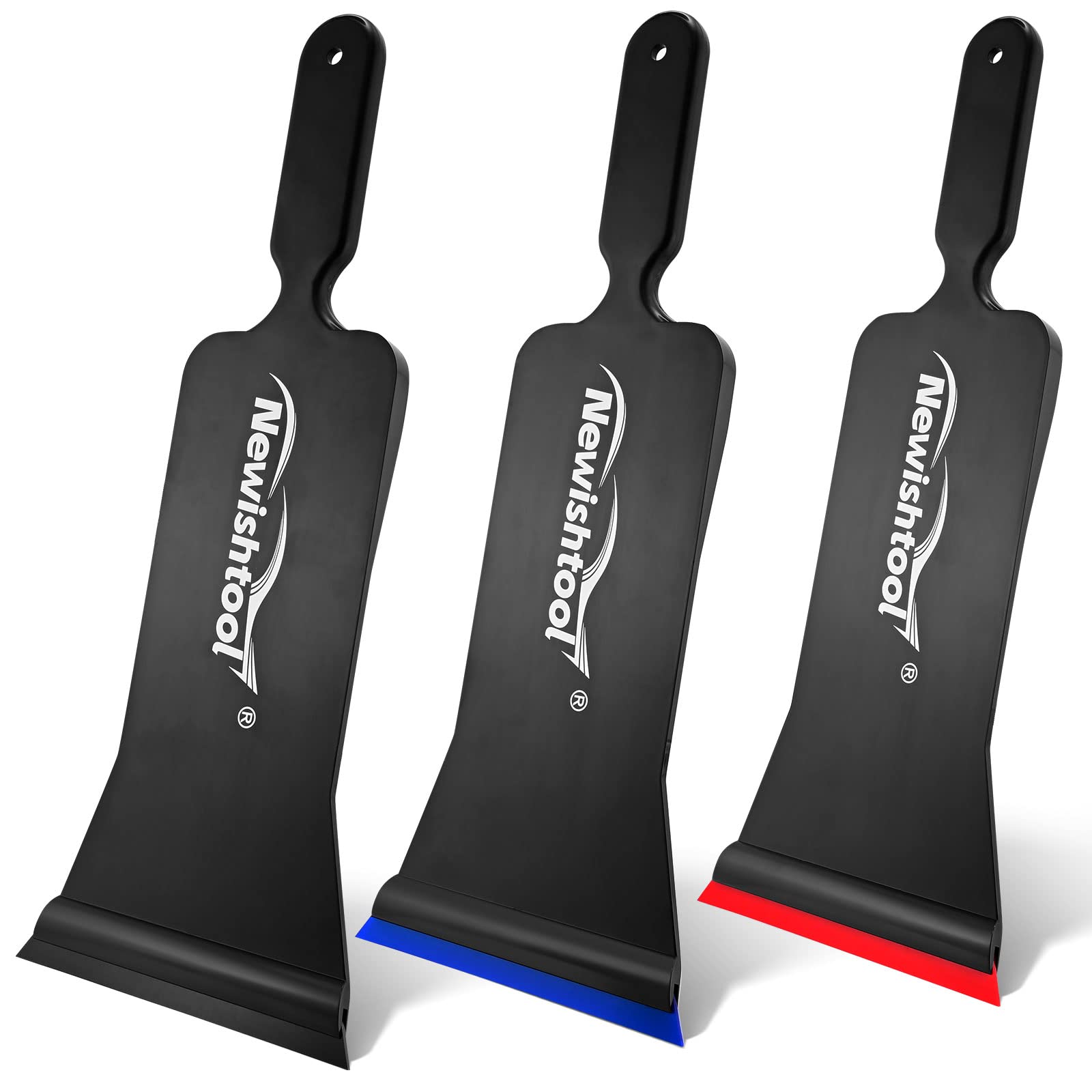 NEWISHTOOL Bulldozer Squeegee Kit - 3 Pack with Replaceable Blades for Auto Window Tinting | Long Handle Rubber Squeegee for Front & Rear Glass Film Application | Perfect for Car, Home & Office Window Tint Installation