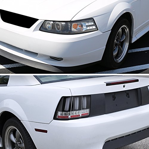 Spec-D Tuning Black Halo LED Projector Headlights & Sequential LED Tail Lights for 1999-2004 Ford Mustang - Left & Right Pair - Upgrade Your Ride for Night Driving & Car Shows