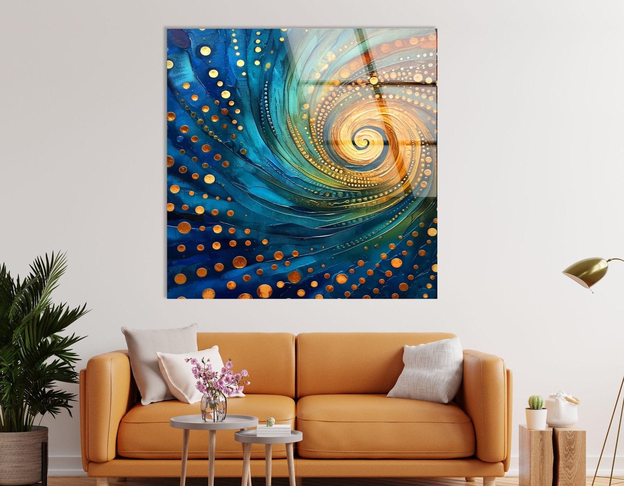 Abstract Spiral Fractal Glass Wall Art - Modern Home Decor for Living Room, Bedroom & Office - Handmade 3D Glass Sculpture for Unique Interior Design