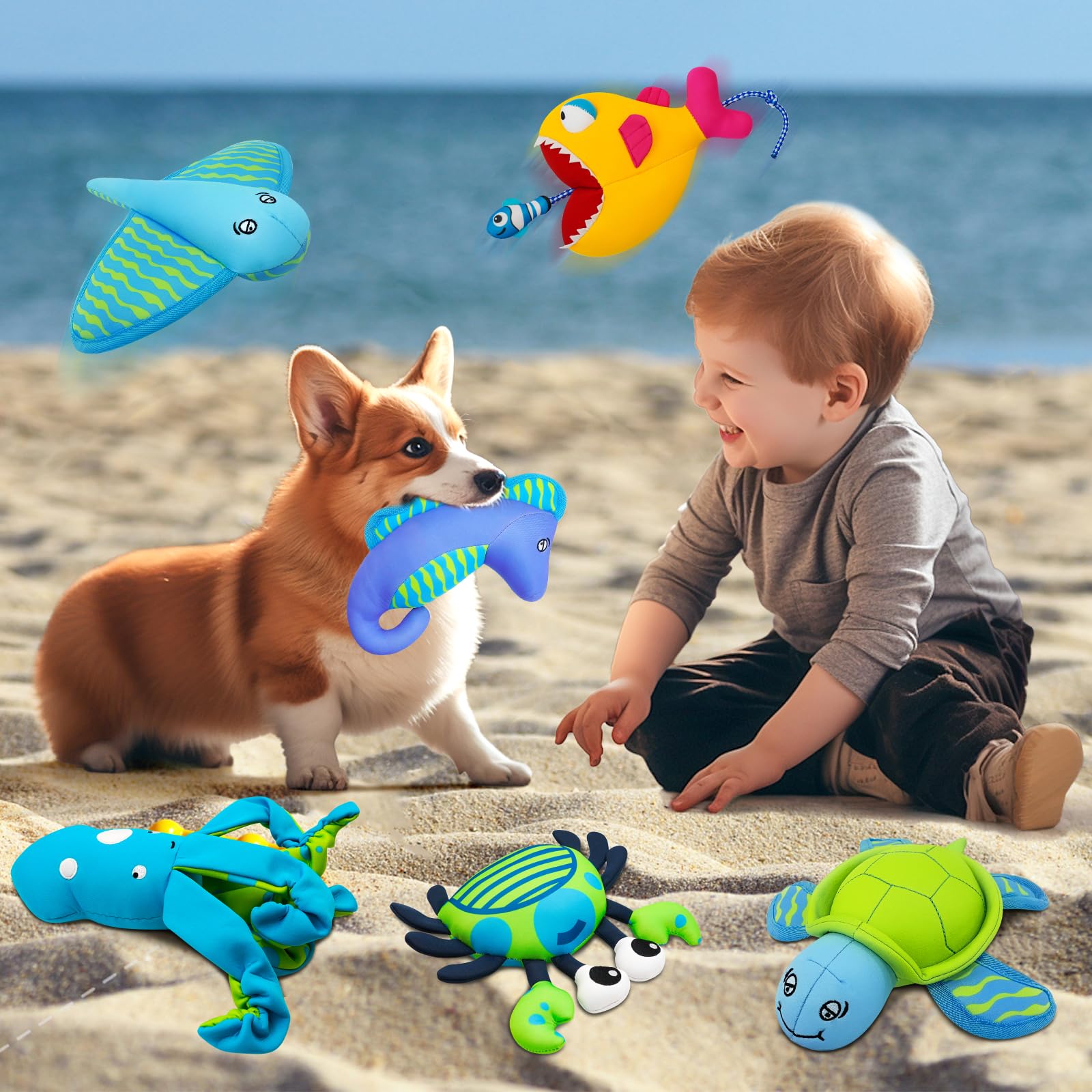 Floating Dog Pool Toys - Squeaky Water Toys for Small & Medium Dogs, Interactive Outdoor Beach & Pool Play - Turtle Shape for Fun Swimming & Fetch Games