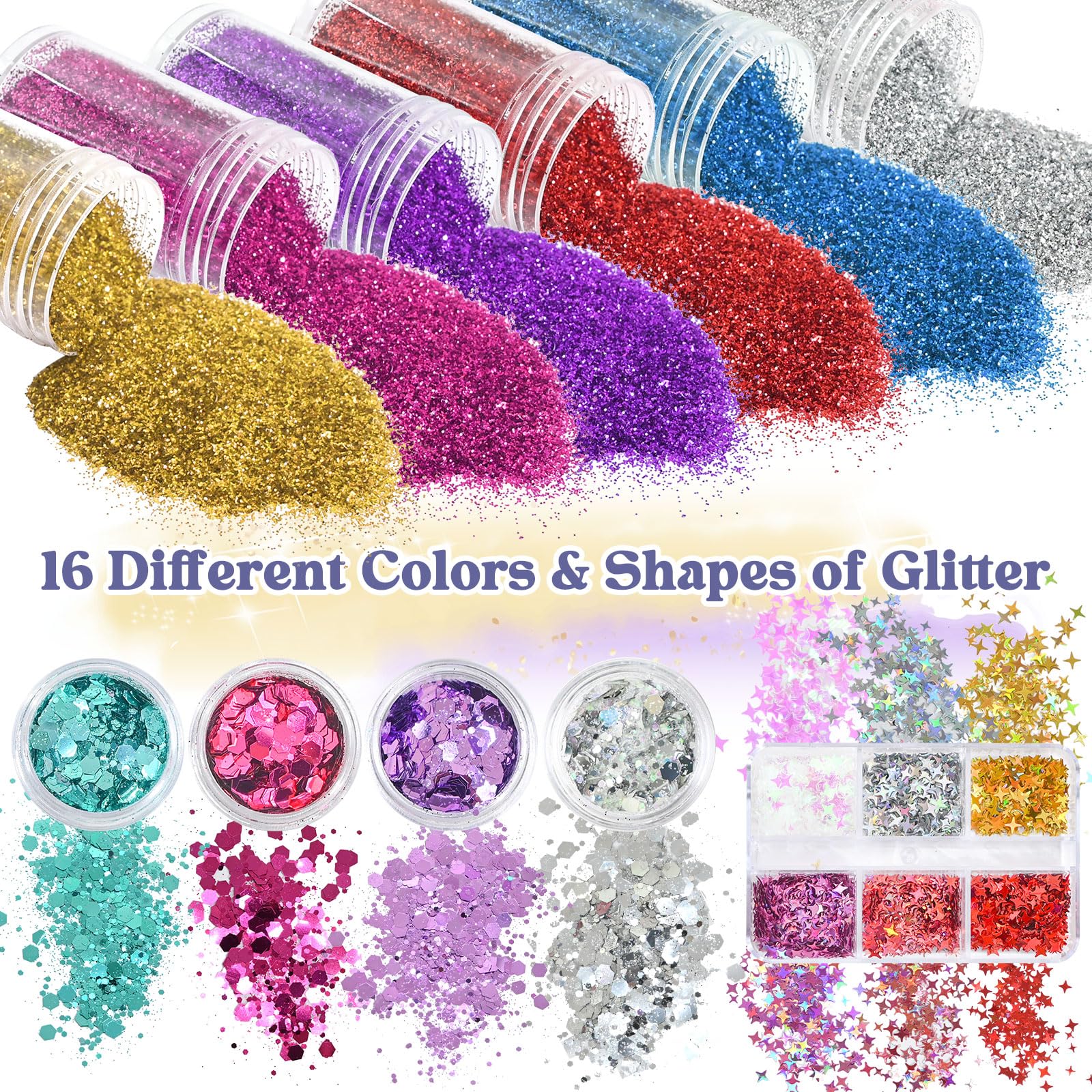 31Pcs DIY Body Glitter Making Kit - Face & Body Glitter Gel, Hair & Eye Glitter with Sequins | Mermaid Makeup Glitter for Women | Perfect for Festival, Rave, Party & Cosplay | Create Custom Glitter Looks for Halloween, Birthday & Special Events