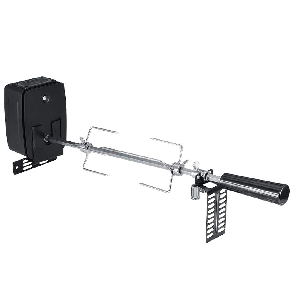 Heavy Duty Stainless Steel Rotisserie Kit with Electric Motor - Complete BBQ Spit Rod & Meat Forks Set for Grilling, Perfect for Outdoor Barbecues, Camping Trips, Picnics and Backyard Parties