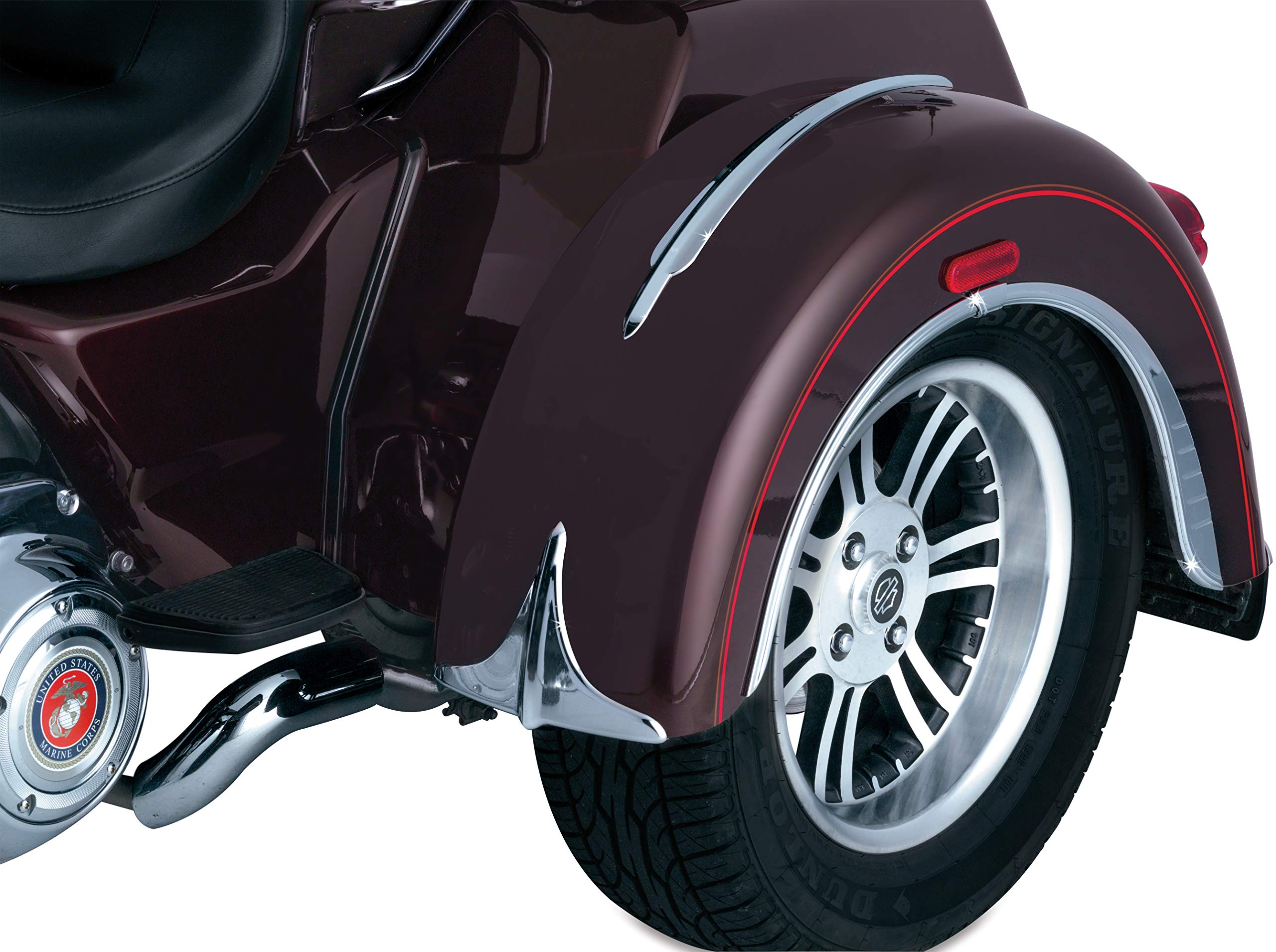 Kuryakyn 7214 Chrome Rear Fender Flares for 2009-2019 Harley-Davidson Trike Motorcycles - 1 Pair Black Motorcycle Accessory | Perfect for Customization & Road Protection