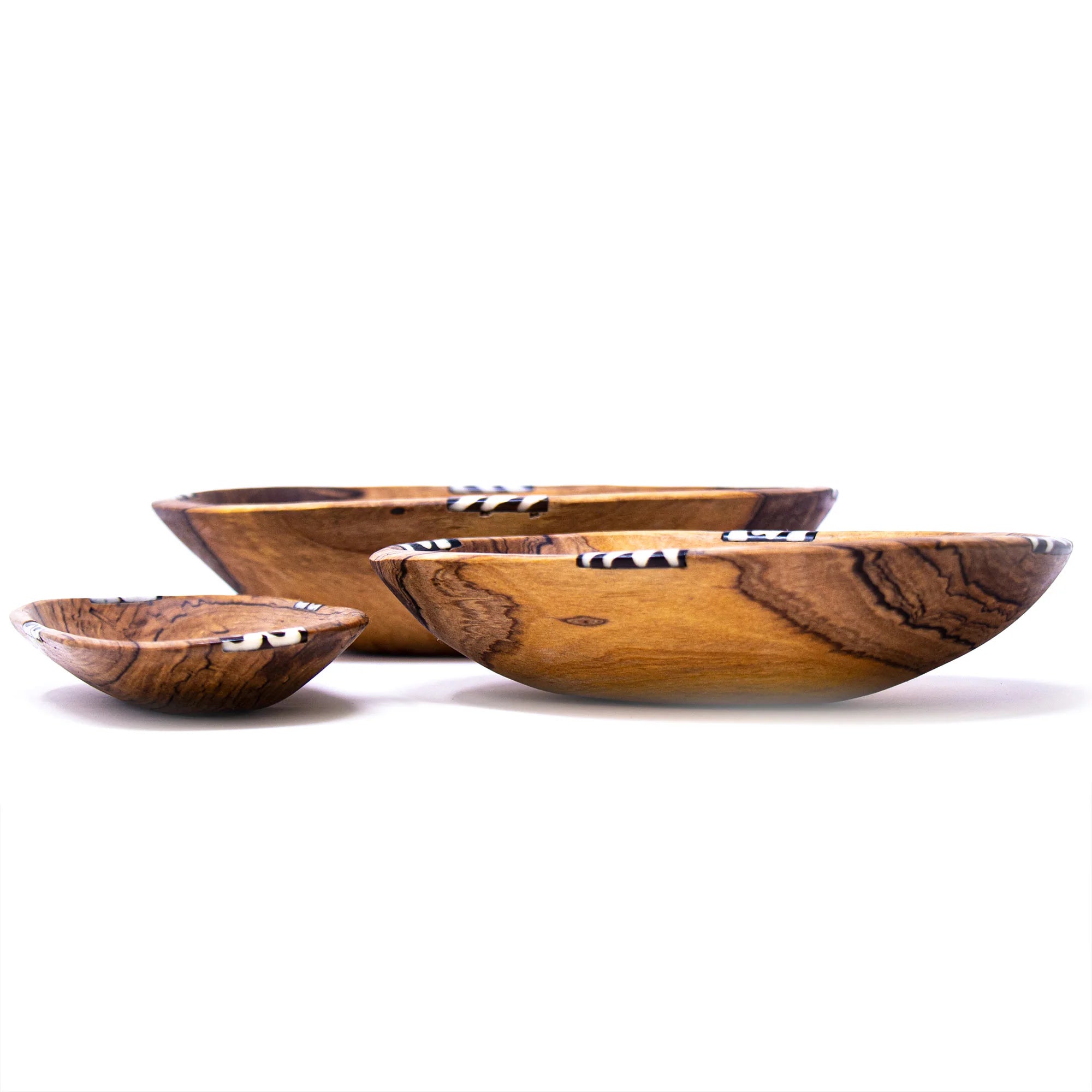 Premium Nesting Oval Olive Wood Bowls Set of 3 - Handcrafted Sustainable Kitchenware for Serving, Salad, Snacks & Home Decor