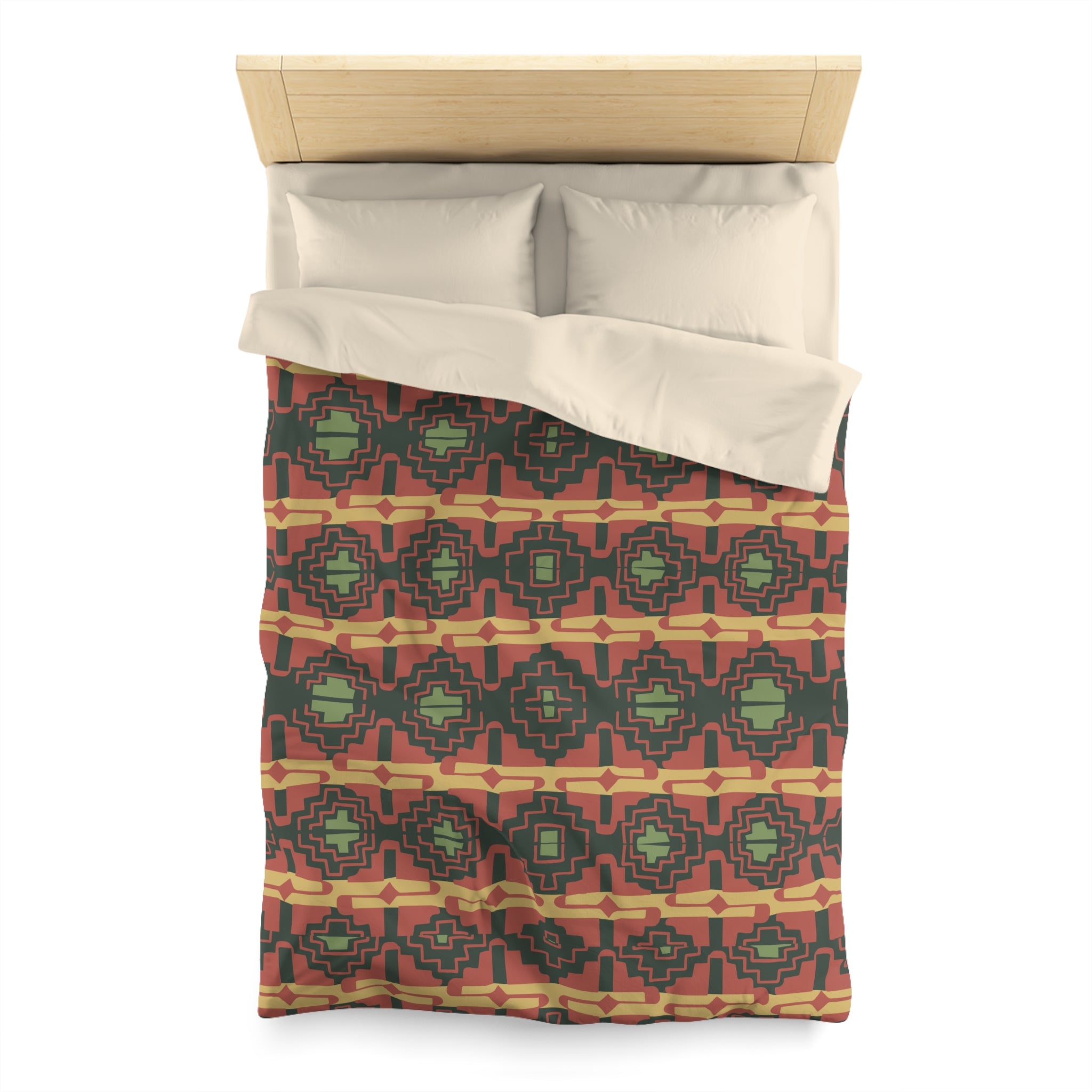 Soft Microfiber Duvet Cover Set - Southwestern Dune Pattern - Queen Size Bedding for Cozy Home & Hotel Use