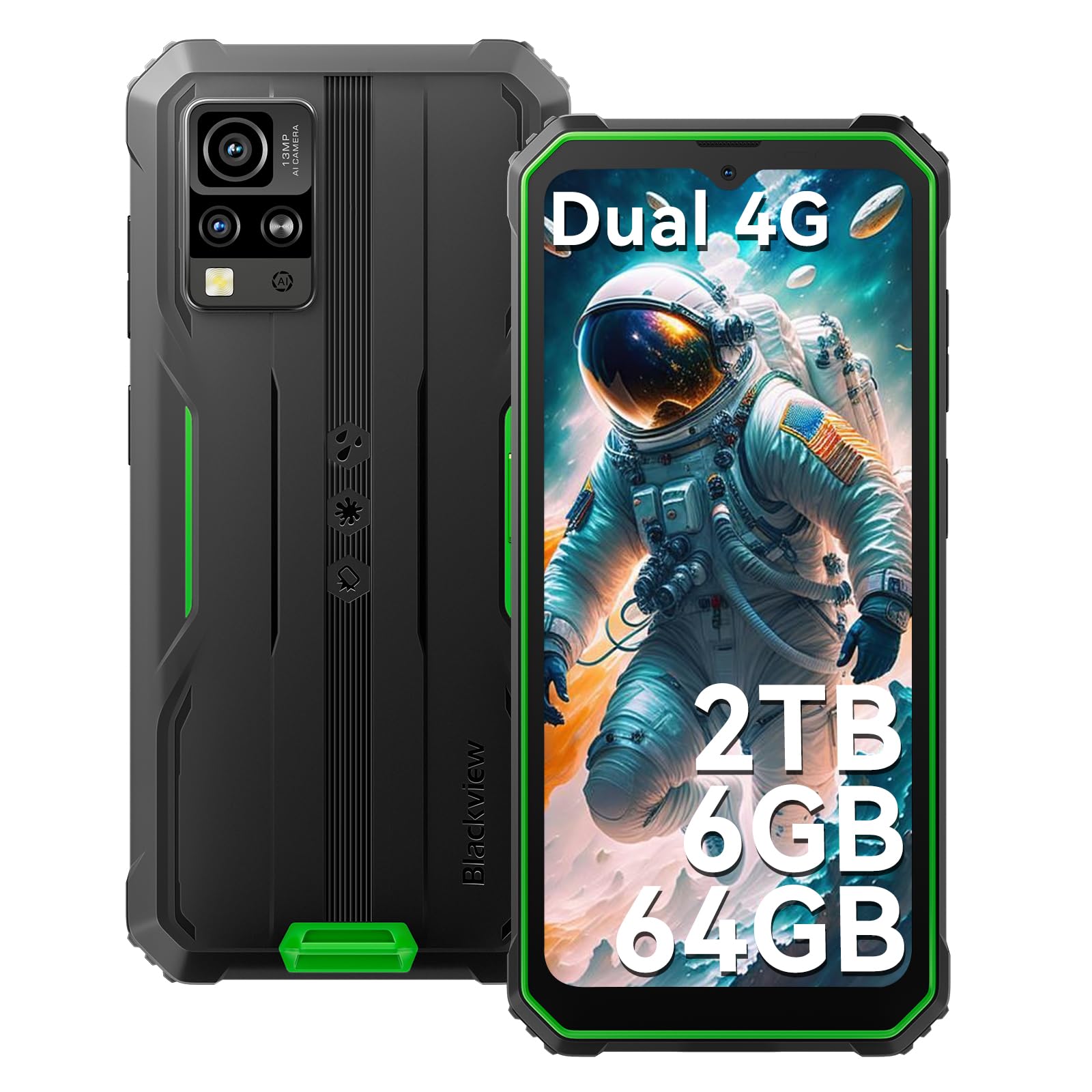 Blackview BV4800 Rugged Unlocked Smartphone - 6GB RAM 64GB ROM (Expandable to 2TB), 6.56