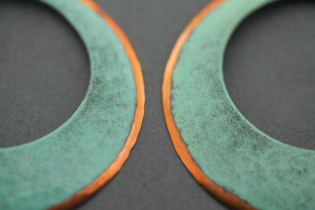 Vintage Copper Patina Hoop Earrings - 50mm Large Statement Jewelry for Women - Boho Chic & Retro Style - Perfect for Parties, Weddings & Everyday Wear