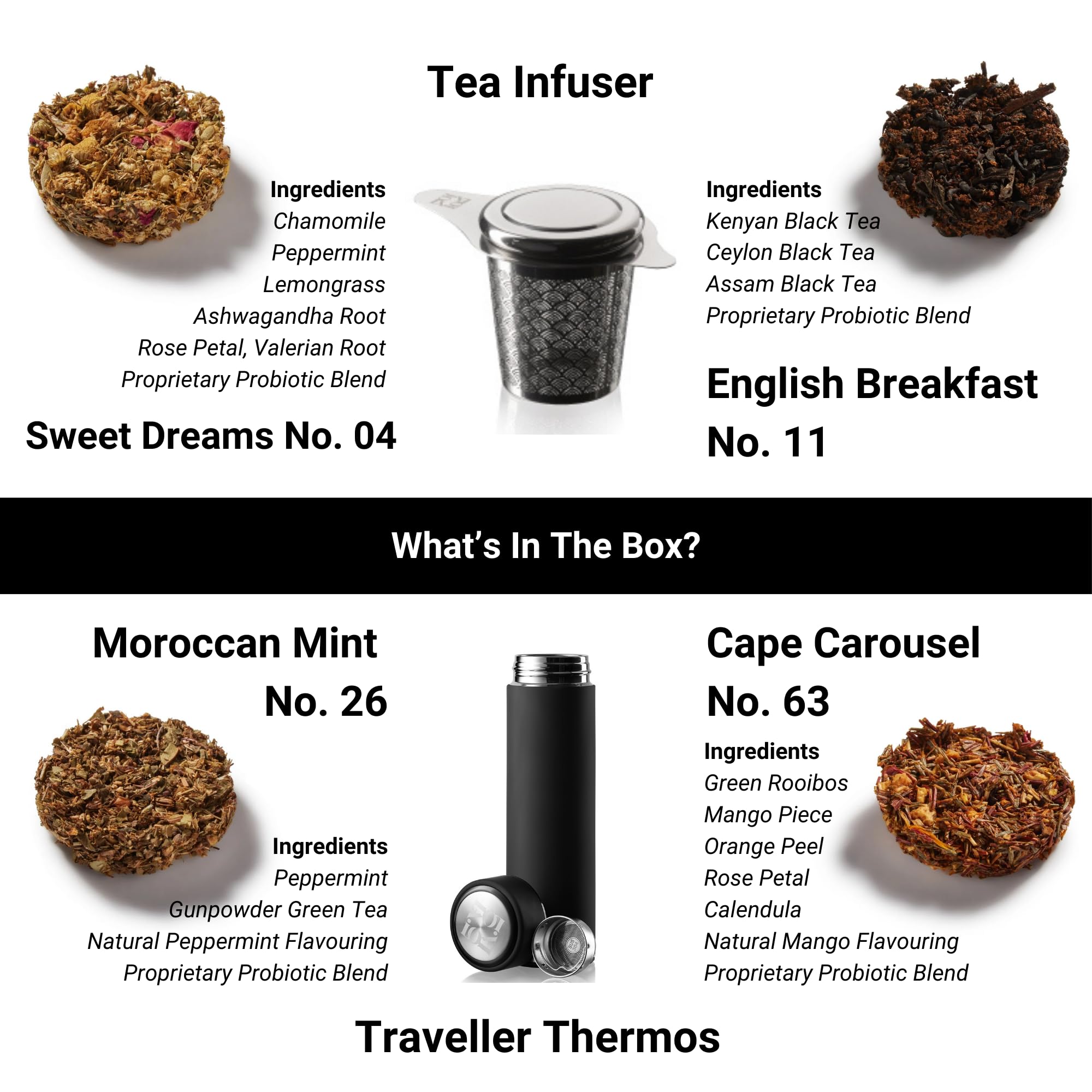 iLOLA Tea Disc Essentials Set - Sweet Dreams Herbal Tea, English Breakfast Black Tea, Moroccan Mint Green Tea, Cape Carousel Herbal Tea | 2 Boxes (14 Tea Discs Each) | Perfect for Relaxation, Morning Boost & Afternoon Refreshment | by Tea by iLOLA