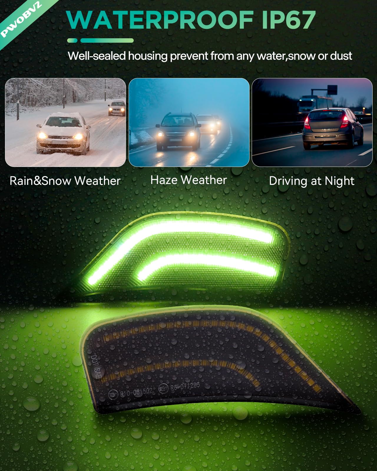 Lenom Smoked Green LED Side Marker Lights for Chevy Tahoe Escalade ESV Yukon XL Denali Suburban 2021-2024 - Durable Front Bumper Driving Lights (Pack of 2) - Perfect for Off-Roading & Nighttime Visibility