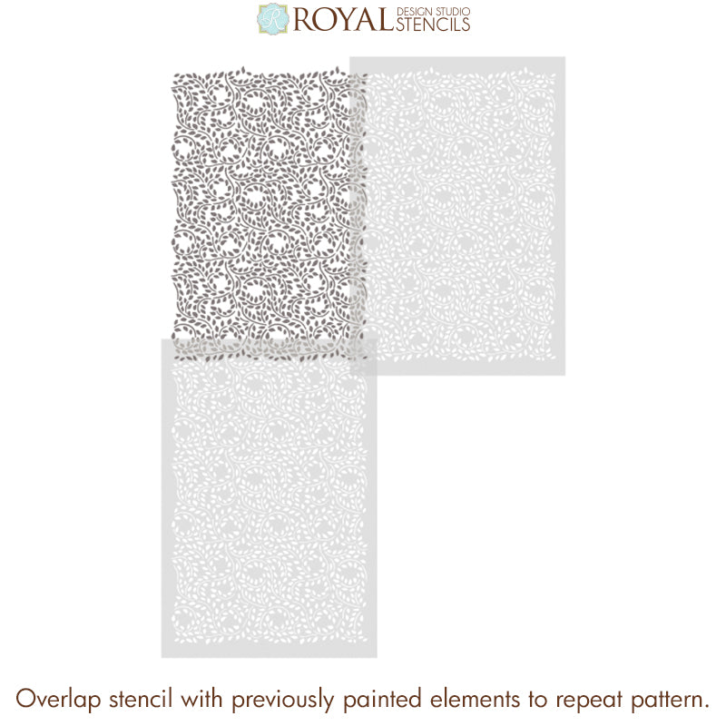 Lacy Leaves Wall Stencil - Reusable DIY Painting Template for Home Decor, Nursery, Bedroom & Living Room Accent Walls | Perfect for Stenciling, Wall Art, and Creative Interior Design Projects