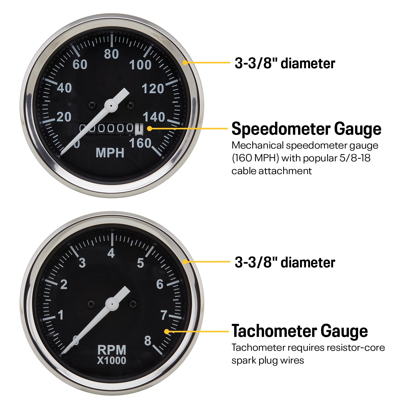 6-Gauge Vehicle Instrument Kit - 3-3/8