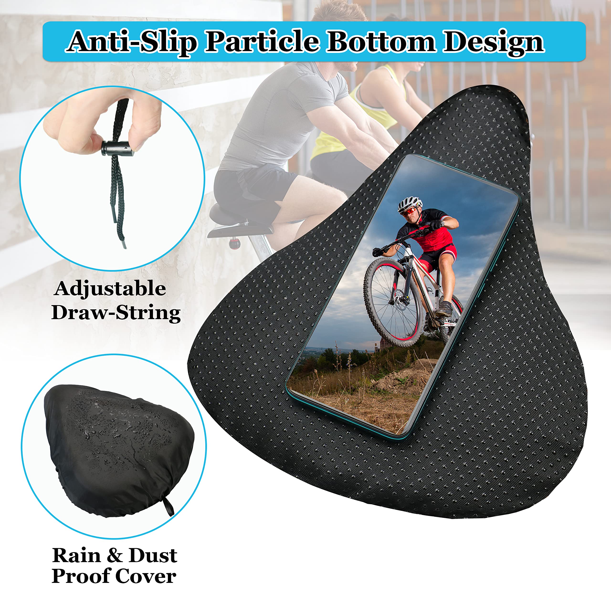 Comfortable Gel Bike Seat Cover for Women & Men - Padded Bicycle Saddle Cushion for Indoor/Outdoor Cycling, Spin Class, Mountain & Stationary Bikes | Perfect for Long Rides, Commuting & Exercise