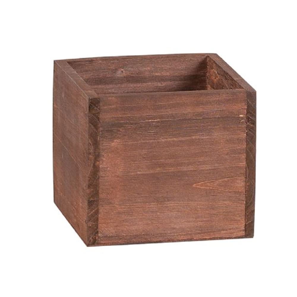 Rustic Wooden Box Planter - Handmade Cognac Brown Wood Planter Box for Indoor/Outdoor Plants - Perfect for Home Decor, Garden, Patio, and Balcony
