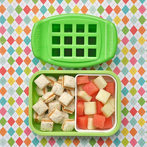 Kids Safe Food Cutter - Green Square Vegetable & Fruit Chopper for Toddlers | Perfect for School Lunches, Snack Prep & Cooking Activities