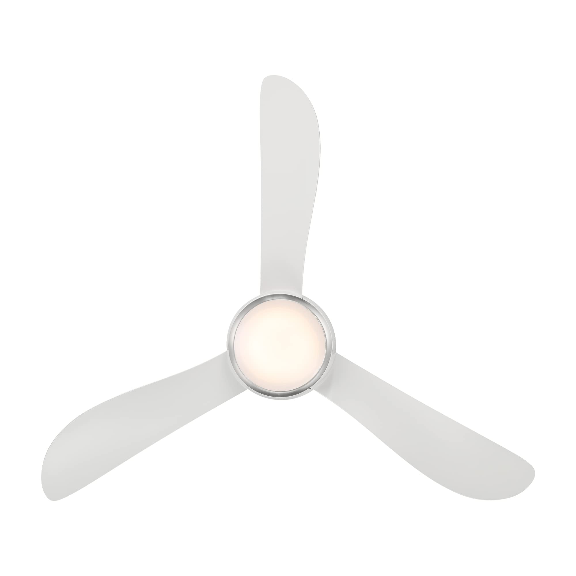 Corona Smart 3-Blade Flush Mount Ceiling Fan 44in Brushed Nickel White with 3500K LED Light Kit, Remote Control, Alexa & App Compatibility for Living Room, Bedroom, and Office