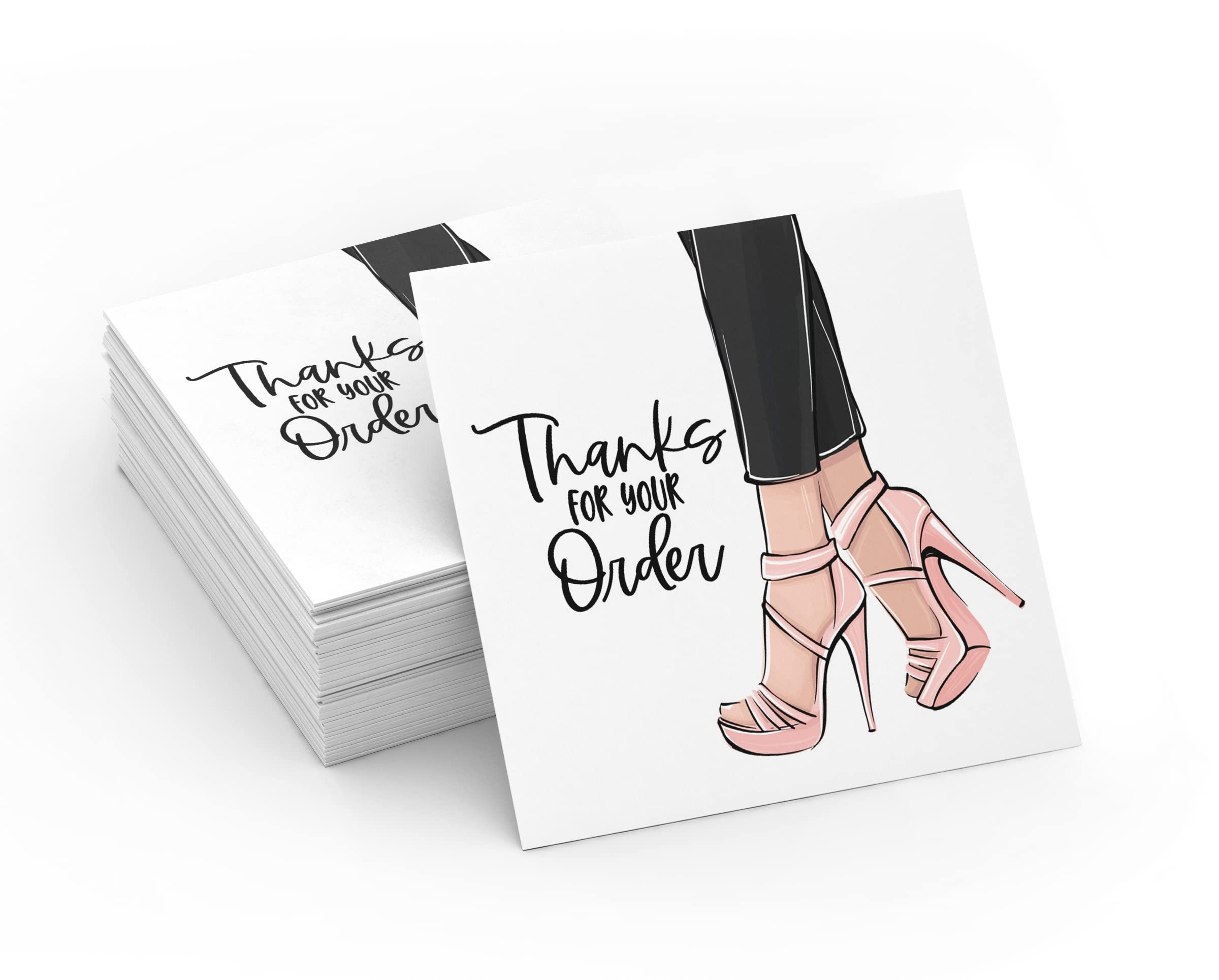 25 Pack Thank You Cards for Small Business - 3x3 Inch Black, White & Pink Thank You for Your Purchase, Order & Support Cards - Perfect for Customer Appreciation & Small Business Essentials (25 Pack)