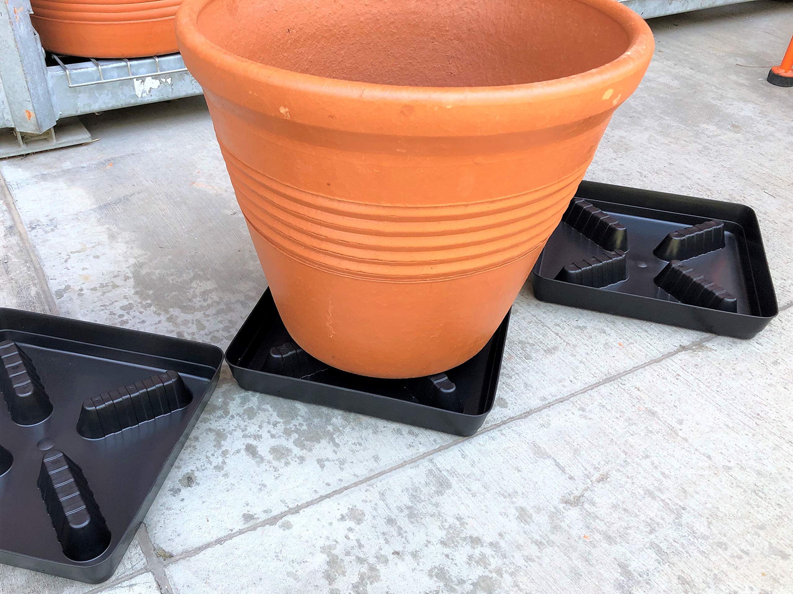 50-Pack 13-Inch Square Plastic Plant Saucers with Riser - Indoor & Outdoor Pot Drain Trays for Potted Plants, Flowers, and Gardening - Durable Water Drip Catcher for Decks, Patios, and Greenhouses
