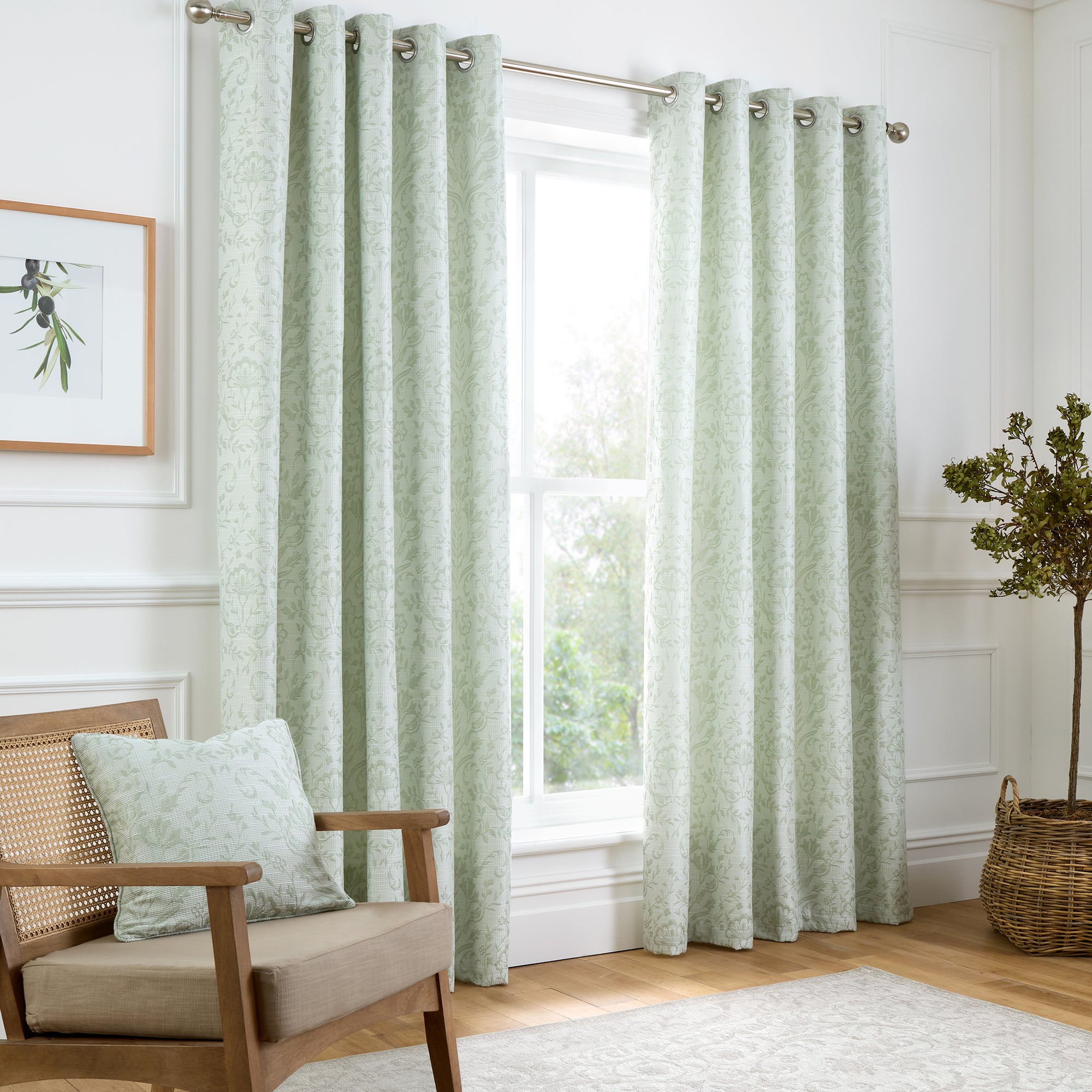 Curtina Marple Eyelet Curtains - Sage Green Blackout Curtains for Bedroom & Living Room - Thermal Insulated Window Drapes with Grommets - Light Blocking Curtain Panels for Home Decor