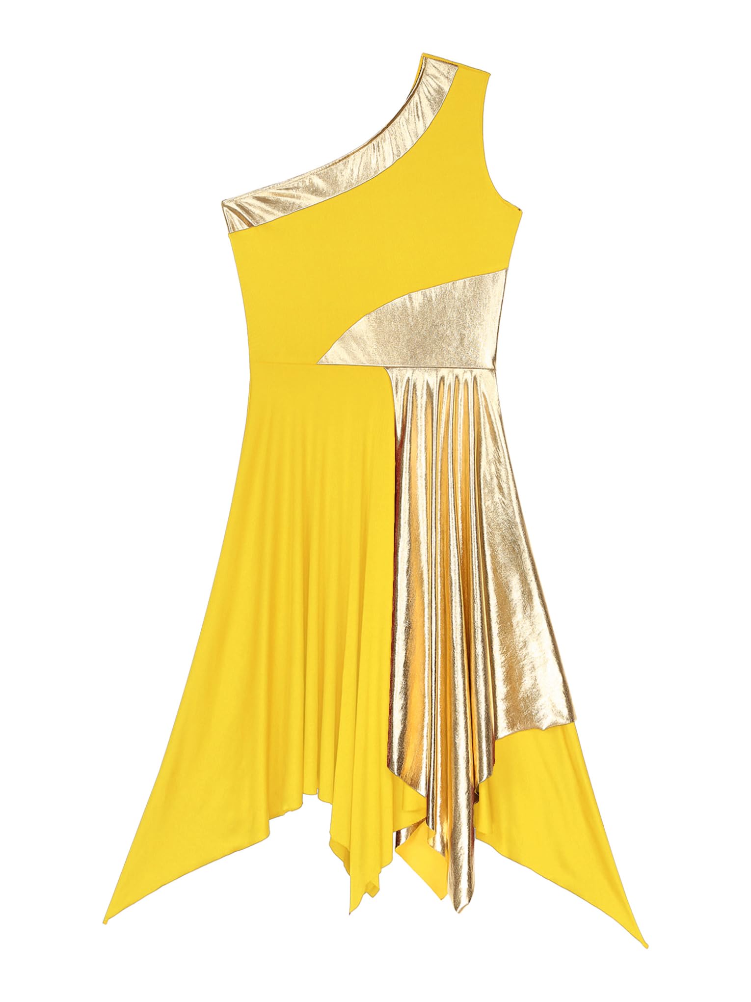 JanJean Women's One Shoulder Tank Dress - Liturgical Church Praise Dance Dress & Tunic Overlay - Perfect for Worship Performances & Special Occasions