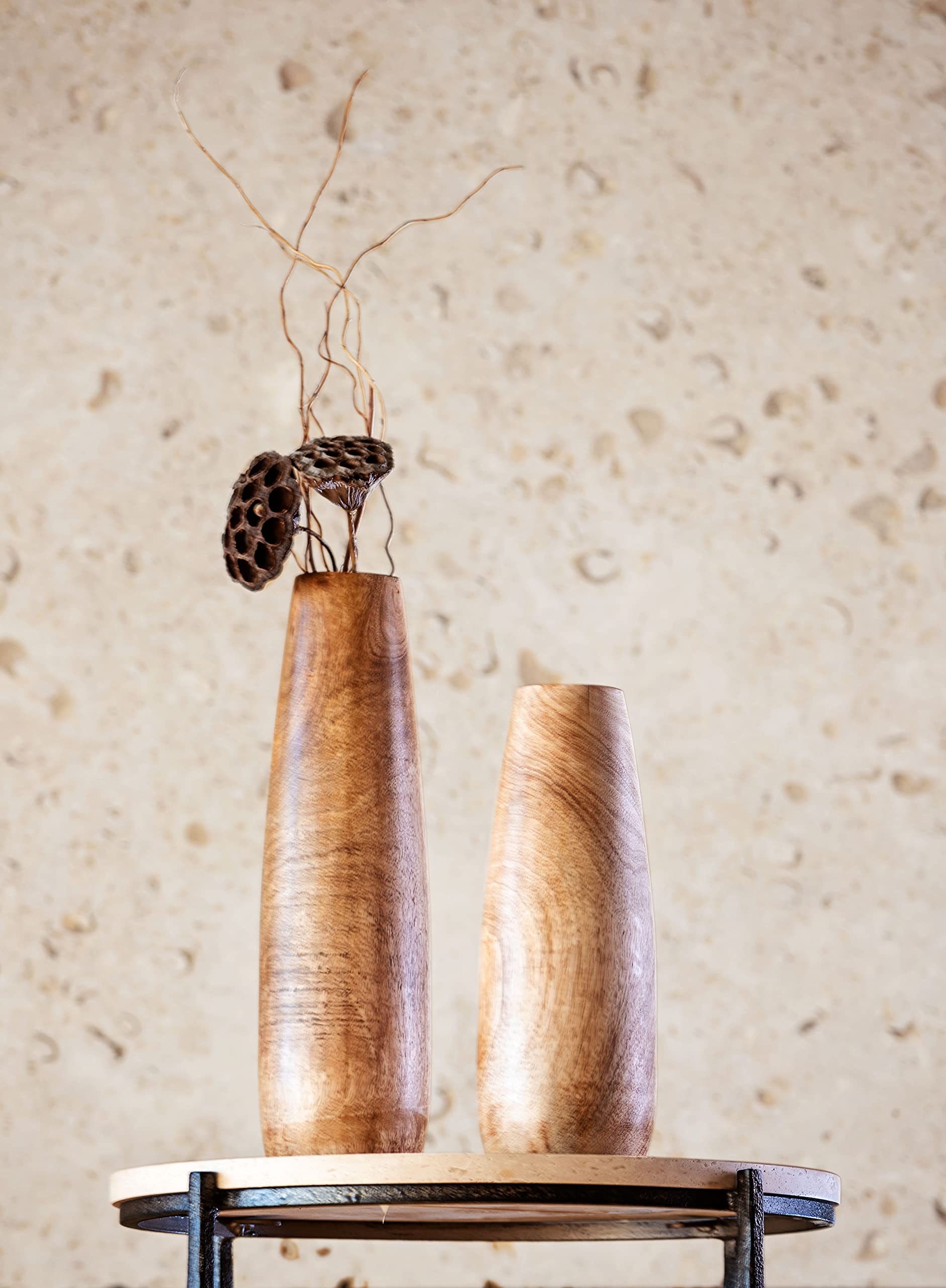Natural Wood Vase - Handcrafted Small Wooden Vase for Home Decor, Wedding Centerpiece & Boho Style Room Decoration | Perfect for Flowers, Dried Arrangements & Tabletop Display