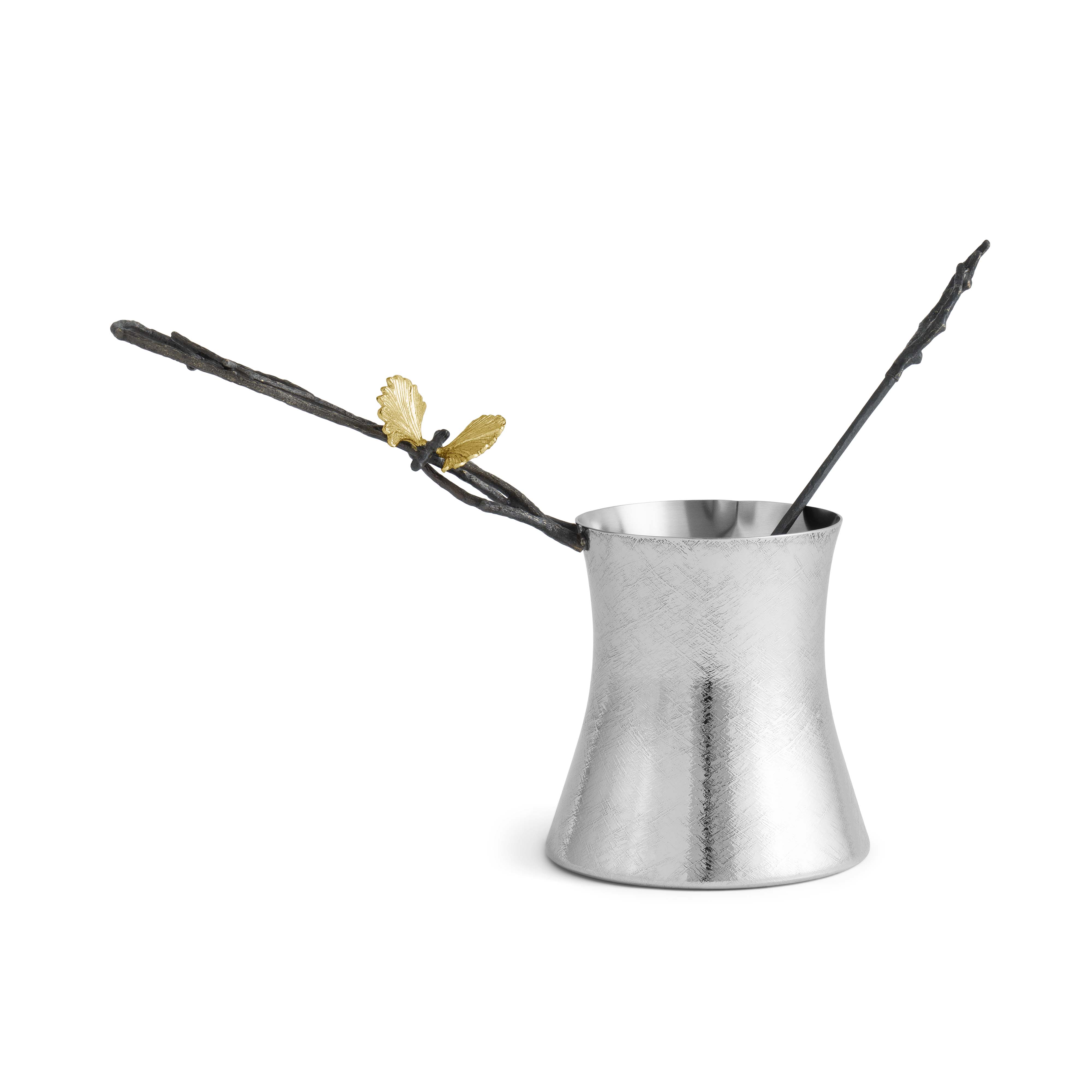 Elegant Butterfly Ginkgo Leaf Design Coffee Pot with Spoon - Perfect for Home Brewing, Tea Time & Gift Giving