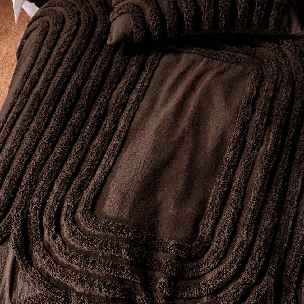 Linen House Farrah Cacao Quilt Cover Set - Soft Luxury Bedding for Queen/King Size Beds - Perfect for Cozy Bedrooms & Guest Rooms