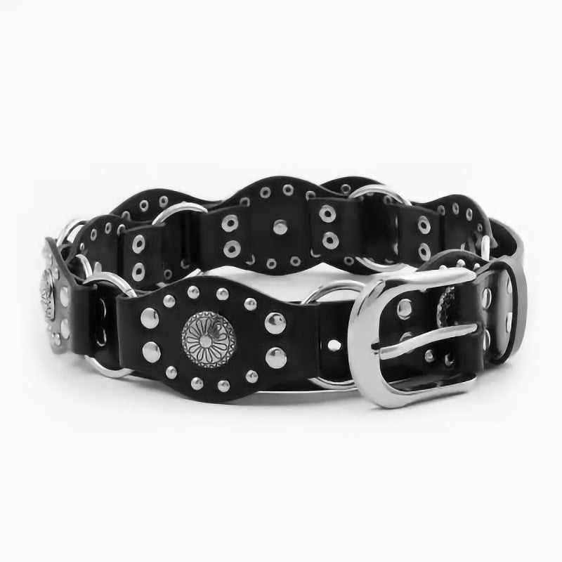 Vintage Rivet Metal Buckle Waist Belt - Adjustable Leather Strap for Women & Men | Perfect for Jeans, Dresses & Gothic Fashion Outfits