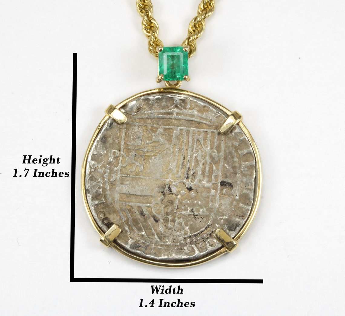 1.10 Carat Unisex Shipwreck Atocha Medallion Pendant - 14K Yellow Gold & 925 Sterling Silver - Perfect for Treasure Hunters, History Buffs & Unique Jewelry Gifts