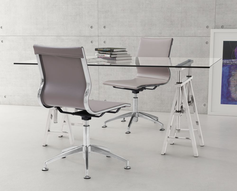 Zuo Modern Glider Conference Chair - Vinyl Taupe Swivel Office Chair for Comfortable Meetings & Home Office - Perfect for Conference Rooms, Executive Offices & Workstations