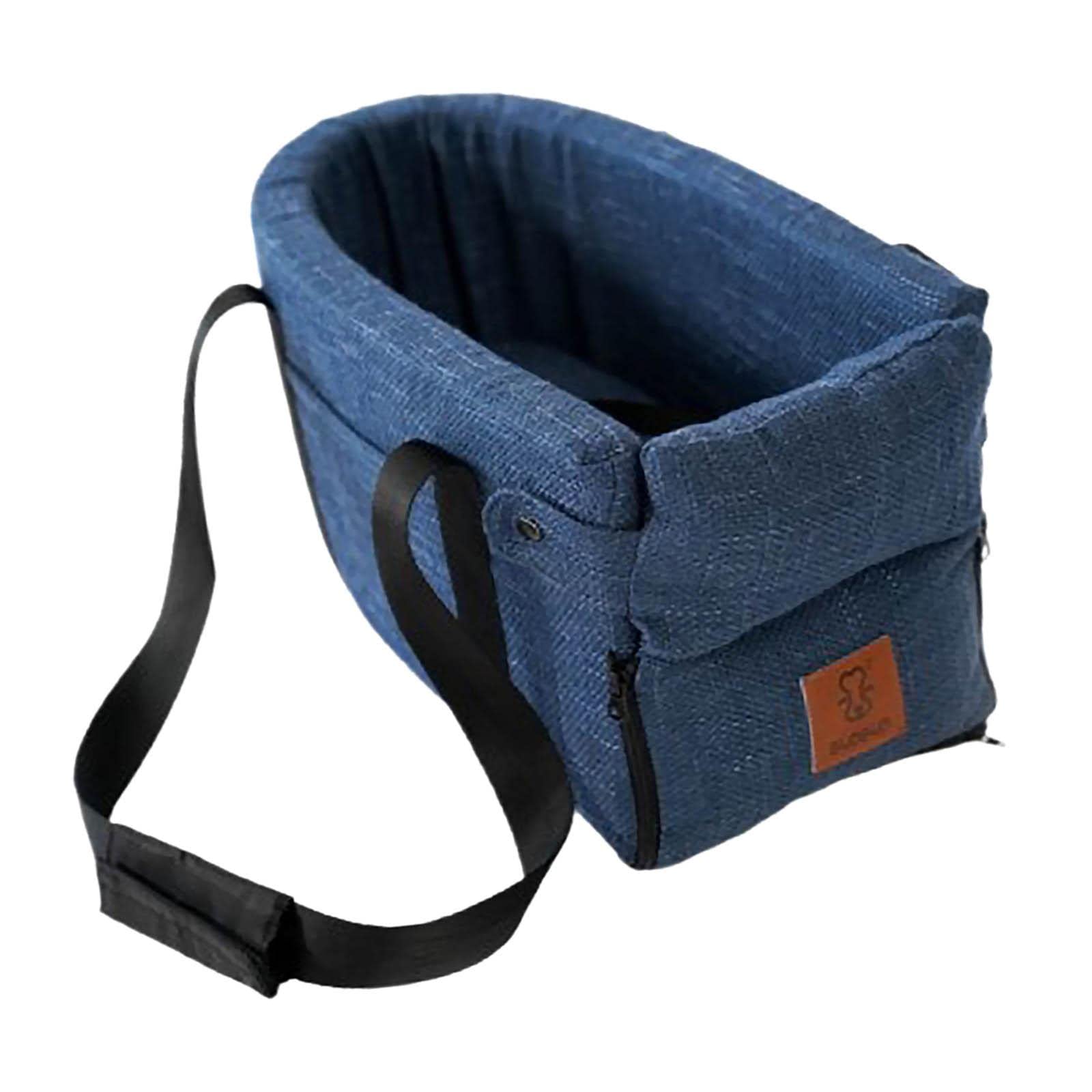 CALANDIS Small Dog Car Seat Pet Carrier - Non-Slip Middle Console Dog Car Seat for Small Dogs, Soft Blue - Perfect for Car Travel & Road Trips with Your Pet