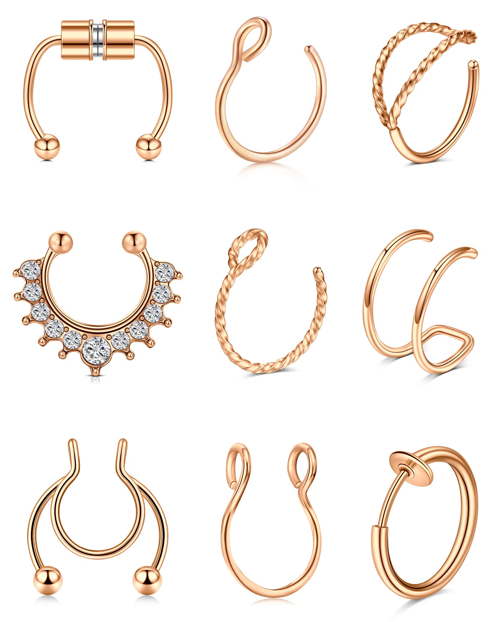 Longita Magnetic Fake Nose Ring Hoop & Stud - Hypoallergenic Stainless Steel Nose Piercing Jewelry for Women | Perfect for Costumes, Parties & Everyday Wear