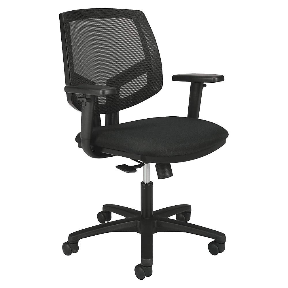 HON H5711 Ergonomic Mesh Computer Chair - Adjustable Height Office Desk Chair with Lumbar Support, Breathable Backrest, Swivel & Rolling Task Chair - Black for Home Office, Gaming & Workspace Comfort