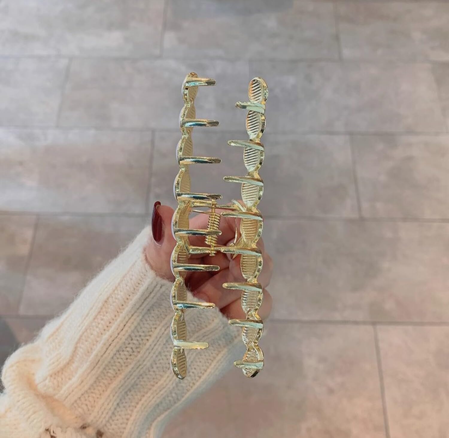 ANNA CREATIONS Golden Large Metal Pearl Hair Claw Clip - Elegant Hair Accessories for Women & Girls - Perfect for Weddings, Parties & Everyday Styling