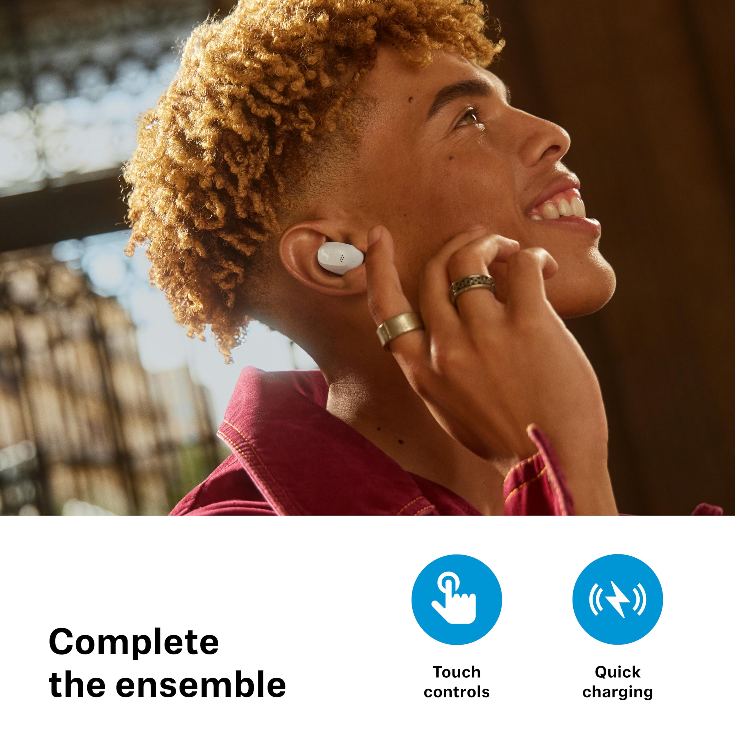 Sennheiser ACCENTUM True Wireless Earbuds with Hybrid ANC - 28H Battery, Touch Control, Crystal Clear Sound & Ergonomic Design for Workouts, Commuting & Travel - Black Wireless Earbuds